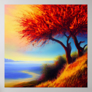 Herfst Trees langs een Poster pad