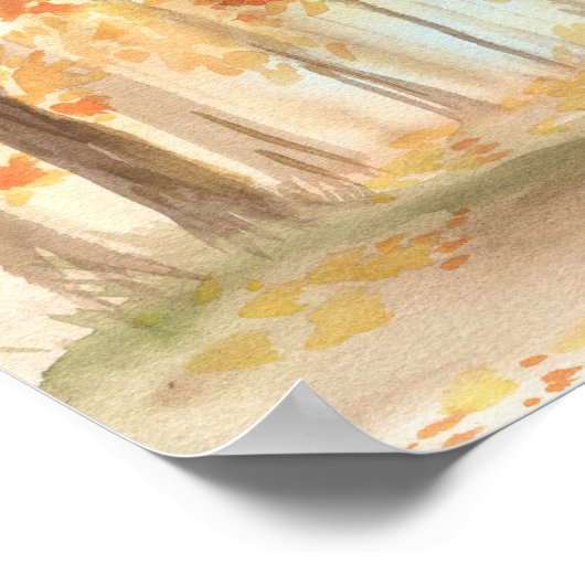 Herfst Trees Oranje laat Waterverf Poster (Hoek)