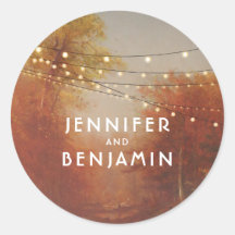 Herfst Trees Park en String Lights Rustiek