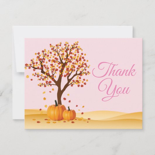 Herfst Trees Pumpkin Dank u wel Bedankkaart (Voorkant)