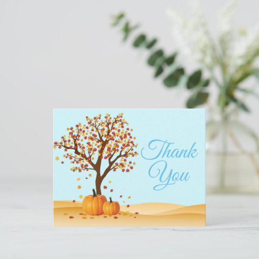Herfst Trees Pumpkin Dank u wel Bedankkaart (Staand voorkant)