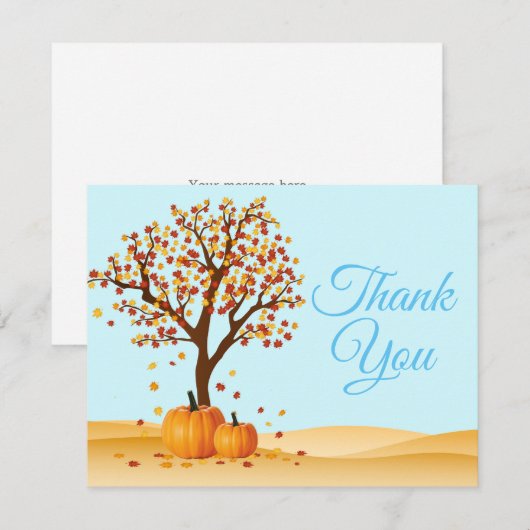 Herfst Trees Pumpkin Dank u wel Bedankkaart (Voorkant / Achterkant)