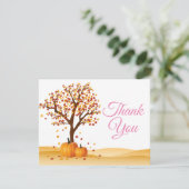 Herfst Trees Pumpkin Dank u wel Bedankkaart (Staand voorkant)