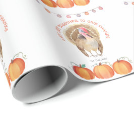 Herfst Trees Pumpkins Turkey Thanksgiving Party Cadeaupapier