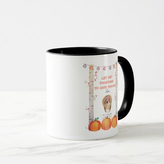 Herfst Trees Pumpkins Turkey Thanksgiving Party Mok (Voorkant rechts)