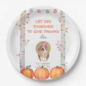 Herfst Trees Pumpkins Turkey Thanksgiving Party Papieren Bordje (Voorkant)
