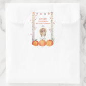 Herfst Trees Pumpkins Turkey Thanksgiving Party Ronde Sticker (Tas)