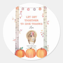 Herfst Trees Pumpkins Turkey Thanksgiving Party Ronde Sticker