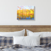 Herfst Trees reflecterend op watercanvas afdrukken (Insitu (Slaapkamer))