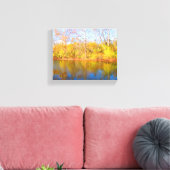 Herfst Trees reflecterend op watercanvas afdrukken (Insitu (Woonkamer))