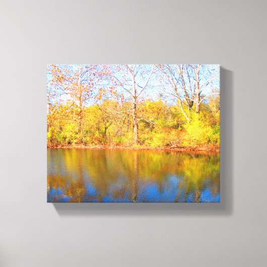 Herfst Trees reflecterend op watercanvas afdrukken (Voorkant)