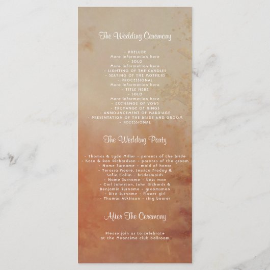 Herfst Trees Rustic Wedding Programs Programmakaart (Achterkant)