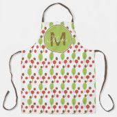 Herfst Trees Stippen Oranje Groen Monogram Schort (Voorkant)