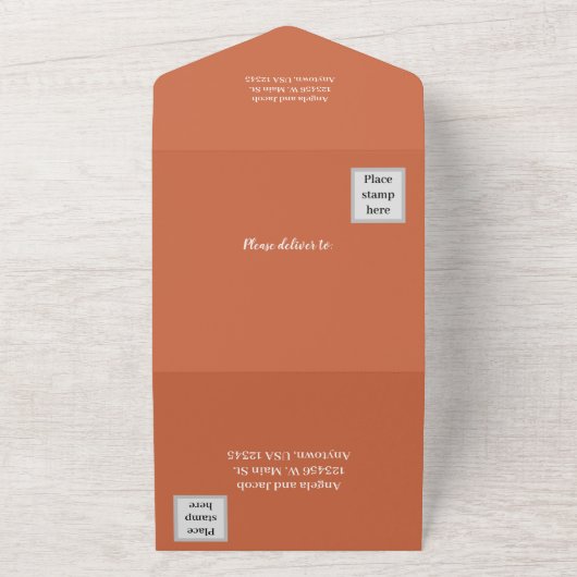 Herfst Trees Terrecotta Herfstbruiloft All In One Uitnodiging (Buitenkant)