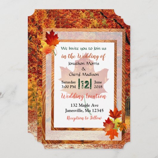 Herfst Trees Thema Bruiloft Uitnodigingen (Voorkant / Achterkant)