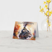 Herfst trein aangepaste Thanksgiving begroeting Kaart (Gele Bloem)