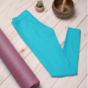 Herfst Trend Kleur Levendig Cyaan Solid Leggings