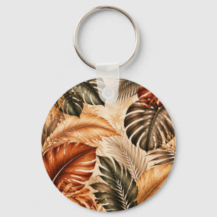 Herfst Tropisch Monstera Botanisch Patroon Sleutelhanger