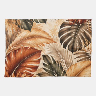 Herfst Tropisch Monstera Botanisch Patroon Theedoek