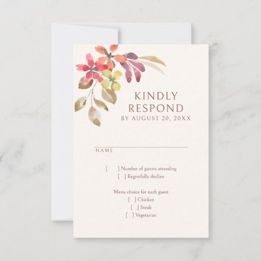 Herfst Tropische Bloemen Abstracte bruiloft RSVP Kaartje (Voorkant)