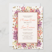 Herfst Tropische Bloemen Huwelijk Kaart (Voorkant)