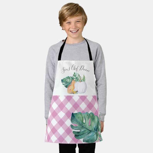 Herfst Tropische vos en witte pompoen Apron Schort (Gedragen)