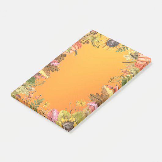 Herfst Trouwdag Esdoornbladeren Pompoen Zonnebloem Post-it® Notes (Schuin)