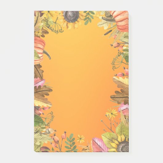 Herfst Trouwdag Esdoornbladeren Pompoen Zonnebloem Post-it® Notes (Voorkant)
