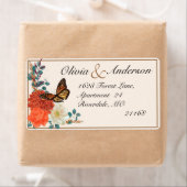 Herfst Trouwen Ivoor Bloemen Monarch Butterfly Etiket (Insitu)