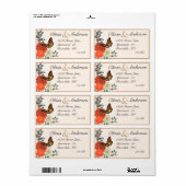 Herfst Trouwen Ivoor Bloemen Monarch Butterfly Etiket (Full Sheet)