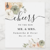 Herfst Trouwetiketten | Aquarel Pompoen Wijn Etiket (Enkel label)