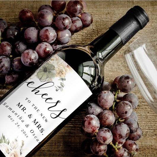 Herfst Trouwetiketten | Aquarel Pompoen Wijn Etiket