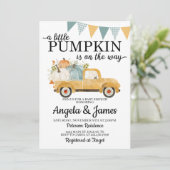 Herfst Truck Baby shower Invitation Pumpkin Patch Kaart (Staand voorkant)