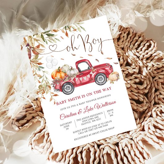 Herfst Truck Baby Shower Uitnodiging
