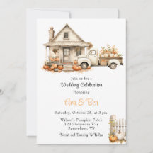 Herfst  Truck met Pompoenen Huis Wedding
