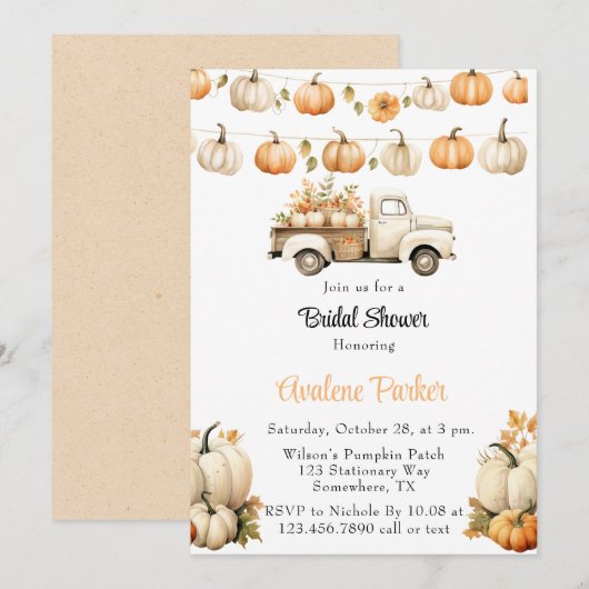 Herfst  Truck met Pompoenen Vrijgezellenfeest Kaart (Voorkant / Achterkant)