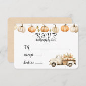 Herfst  Truck met Pompoenen Wedding RSVP Kaart (Voorkant / Achterkant)