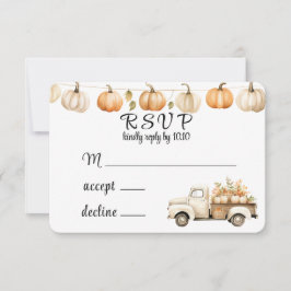 Herfst  Truck met Pompoenen Wedding RSVP Kaart