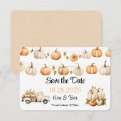 Herfst Truck met Pompoenen Wedding Save The Date (Voorkant / Achterkant)