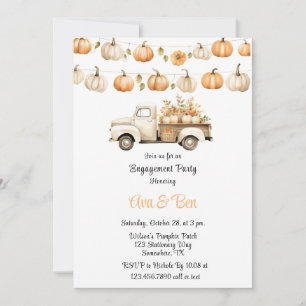 Herfst Truck met Pumpkins Engagement Party Kaart
