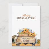 Herfst  truck met zonnebloemen Thanksgiving Feestdagenkaart (Voorkant)