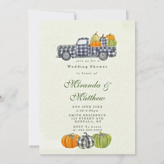 Herfst  Truck Pumpkin Weduwingschower nodigt (Voorkant)