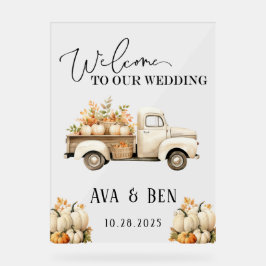 Herfst  Truck Pumpkins Wedding Welkomstbord Acryl Bord