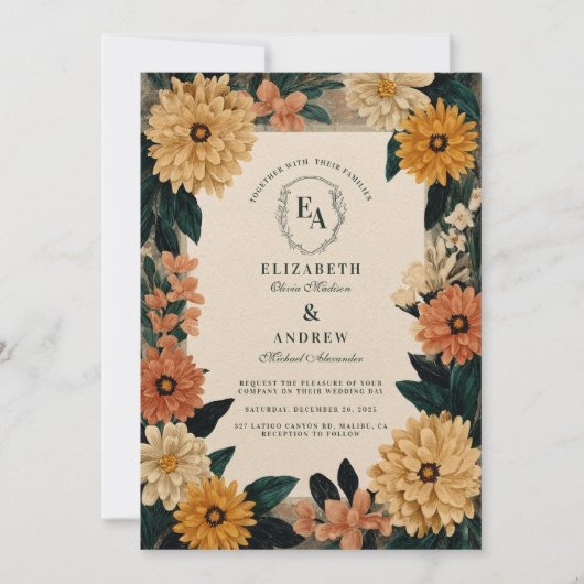 Herfst Tuin Bloei Rustieke Bloemen Viering Kaart (Voorkant)