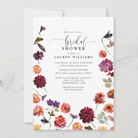 Herfst Tuin Bloemen Script Vrijgezellenfeest Kaart (Voorkant)