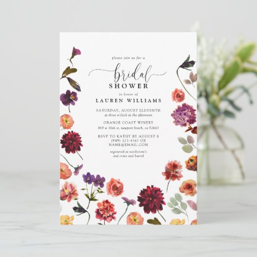 Herfst Tuin Bloemen Script Vrijgezellenfeest Kaart (Staand voorkant)