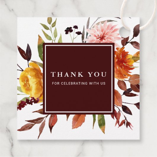 Herfst Tuin Bourgondië Bruiloft Dank u Bedankjes Labels (Achterkant)