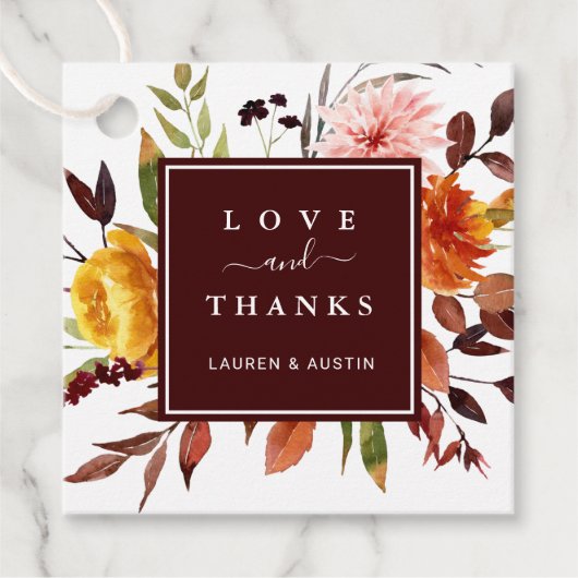Herfst Tuin Bourgondië Bruiloft Dank u Bedankjes Labels (Voorkant)
