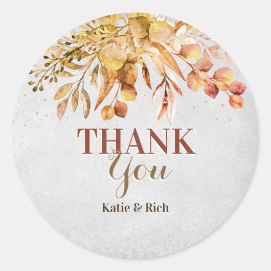 Herfst Tuin Bruiloft Bedankt Ronde Sticker (Voorkant)