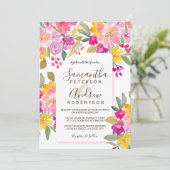 Herfst Tuin felle bloemenbruiloft waterverf Kaart (Staand voorkant)